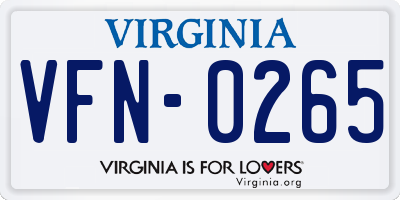 VA license plate VFN0265