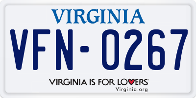 VA license plate VFN0267