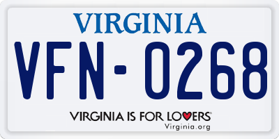 VA license plate VFN0268