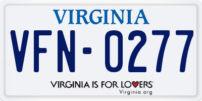 VA license plate VFN0277