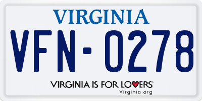 VA license plate VFN0278