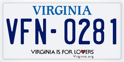 VA license plate VFN0281
