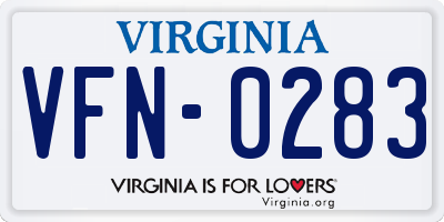 VA license plate VFN0283