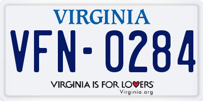 VA license plate VFN0284