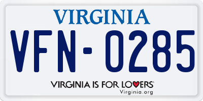 VA license plate VFN0285