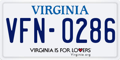 VA license plate VFN0286