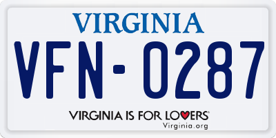VA license plate VFN0287