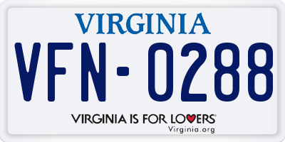 VA license plate VFN0288