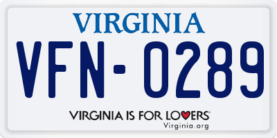 VA license plate VFN0289