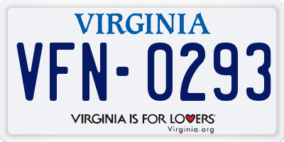 VA license plate VFN0293