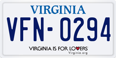 VA license plate VFN0294