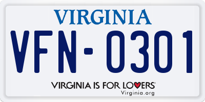 VA license plate VFN0301