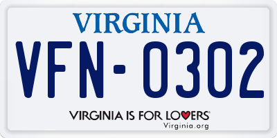 VA license plate VFN0302