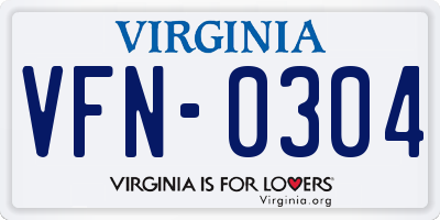 VA license plate VFN0304