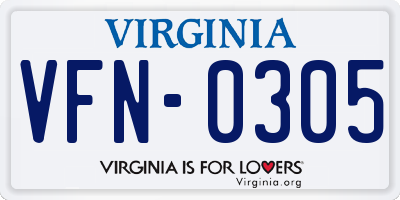VA license plate VFN0305