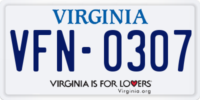 VA license plate VFN0307