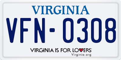 VA license plate VFN0308