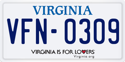 VA license plate VFN0309