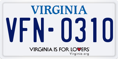 VA license plate VFN0310