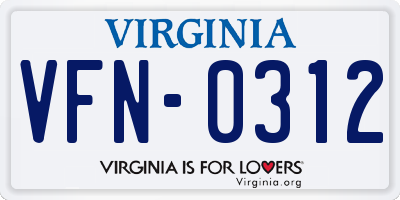 VA license plate VFN0312