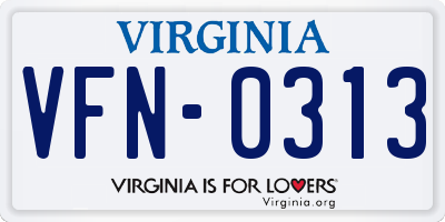 VA license plate VFN0313