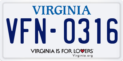 VA license plate VFN0316