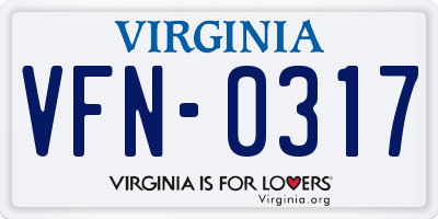 VA license plate VFN0317