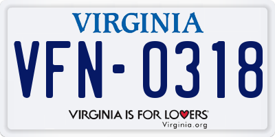 VA license plate VFN0318