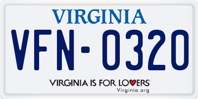 VA license plate VFN0320