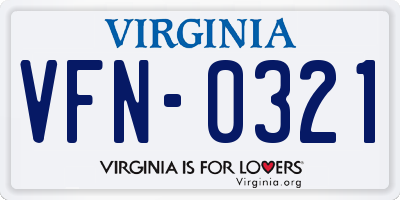 VA license plate VFN0321
