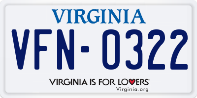 VA license plate VFN0322