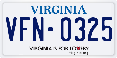 VA license plate VFN0325
