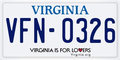 VA license plate VFN0326