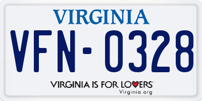 VA license plate VFN0328