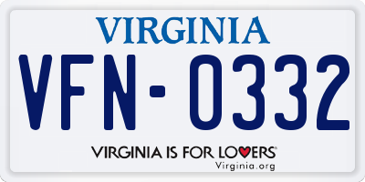 VA license plate VFN0332