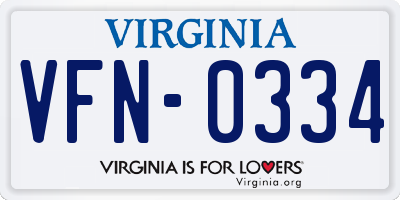 VA license plate VFN0334