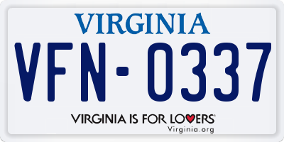 VA license plate VFN0337
