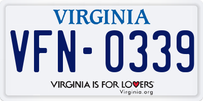 VA license plate VFN0339