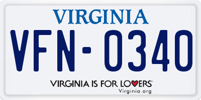 VA license plate VFN0340