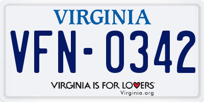 VA license plate VFN0342
