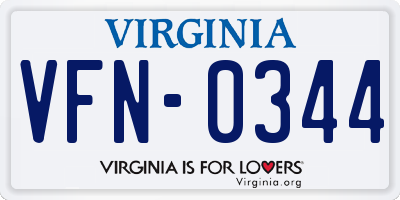 VA license plate VFN0344