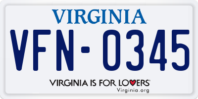 VA license plate VFN0345