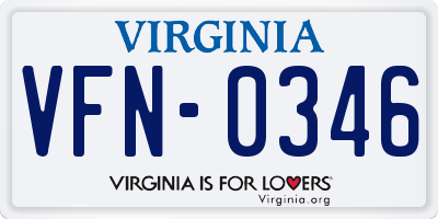 VA license plate VFN0346