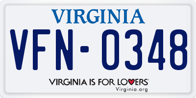 VA license plate VFN0348