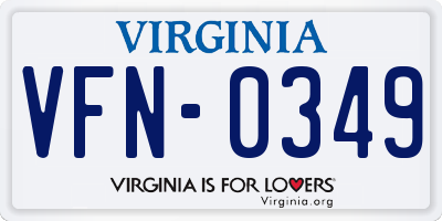 VA license plate VFN0349