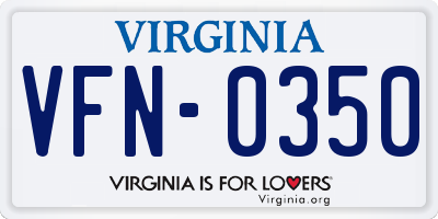 VA license plate VFN0350