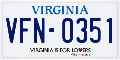 VA license plate VFN0351