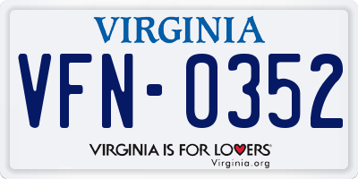 VA license plate VFN0352