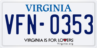 VA license plate VFN0353