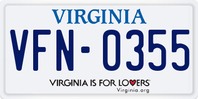 VA license plate VFN0355